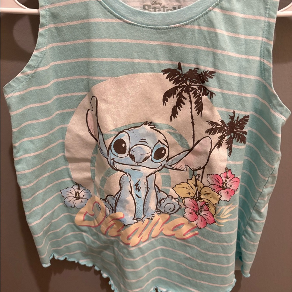 Disney Aqua Striped Stitch Tank Top